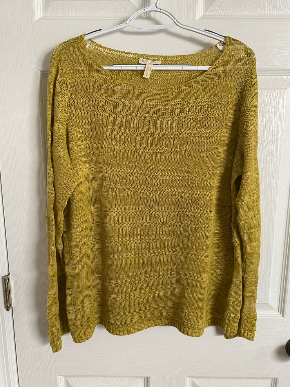 Eileen Fisher 100% Organic Linen Sweater – Mustard Olive Green – Size 1X